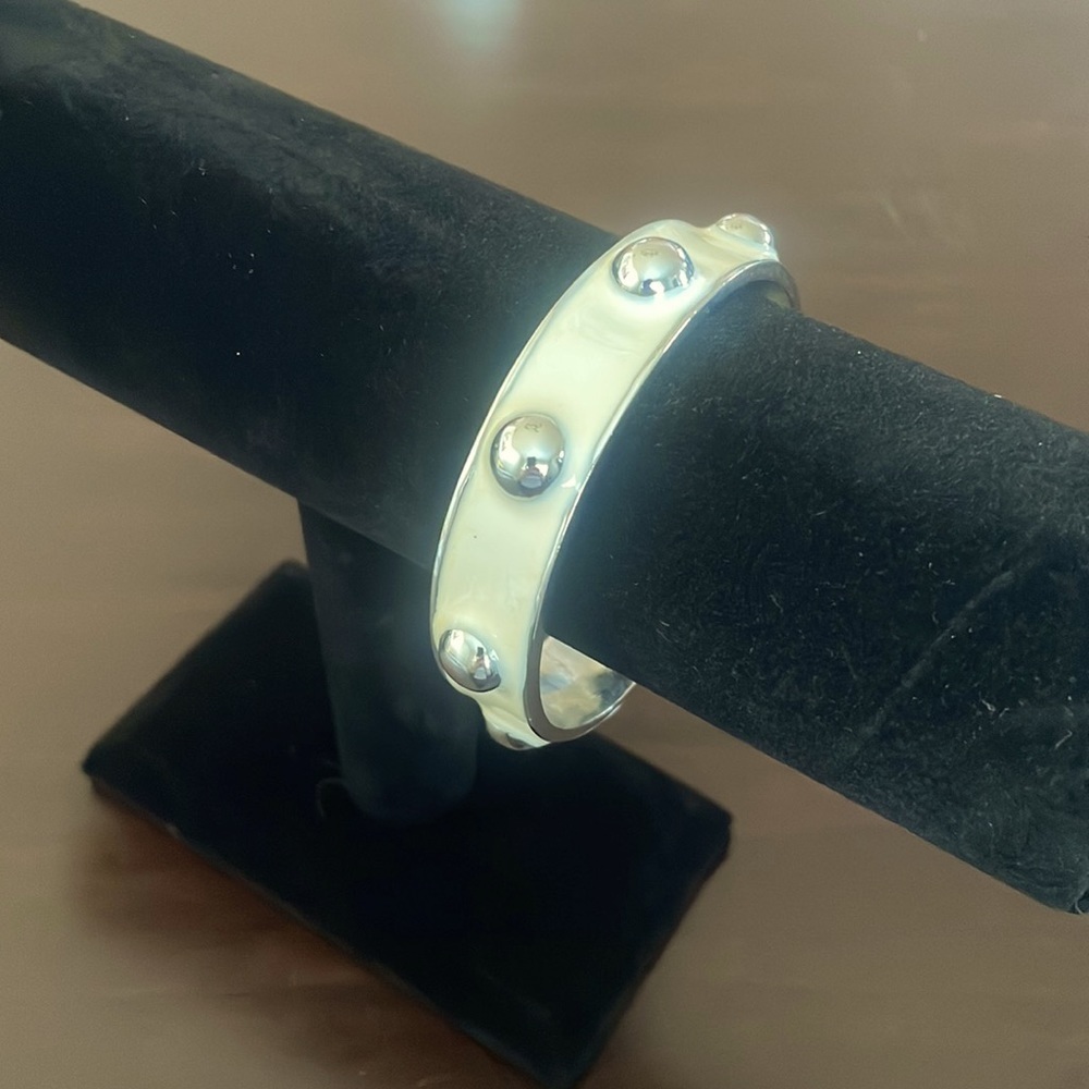 Enamel and silver bangle 8-inch